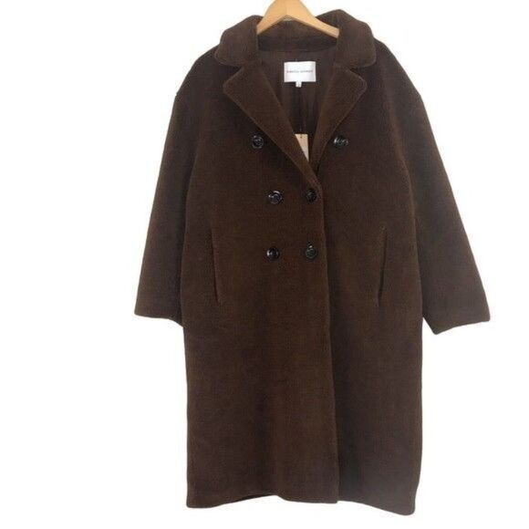 REBECCA MINKOFF Lou Wool Plush Pile Longline Jacket Coat Size XL